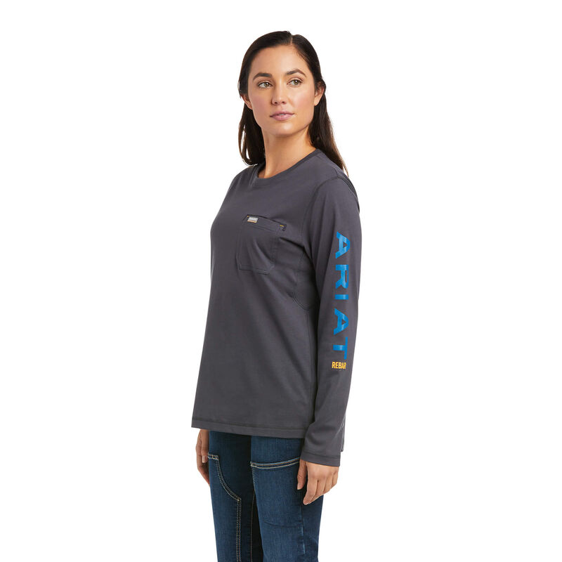 Ariat T-Shirts Damen - Rebar Workman Logo DunkelGrau ( DVCRX-9273 )